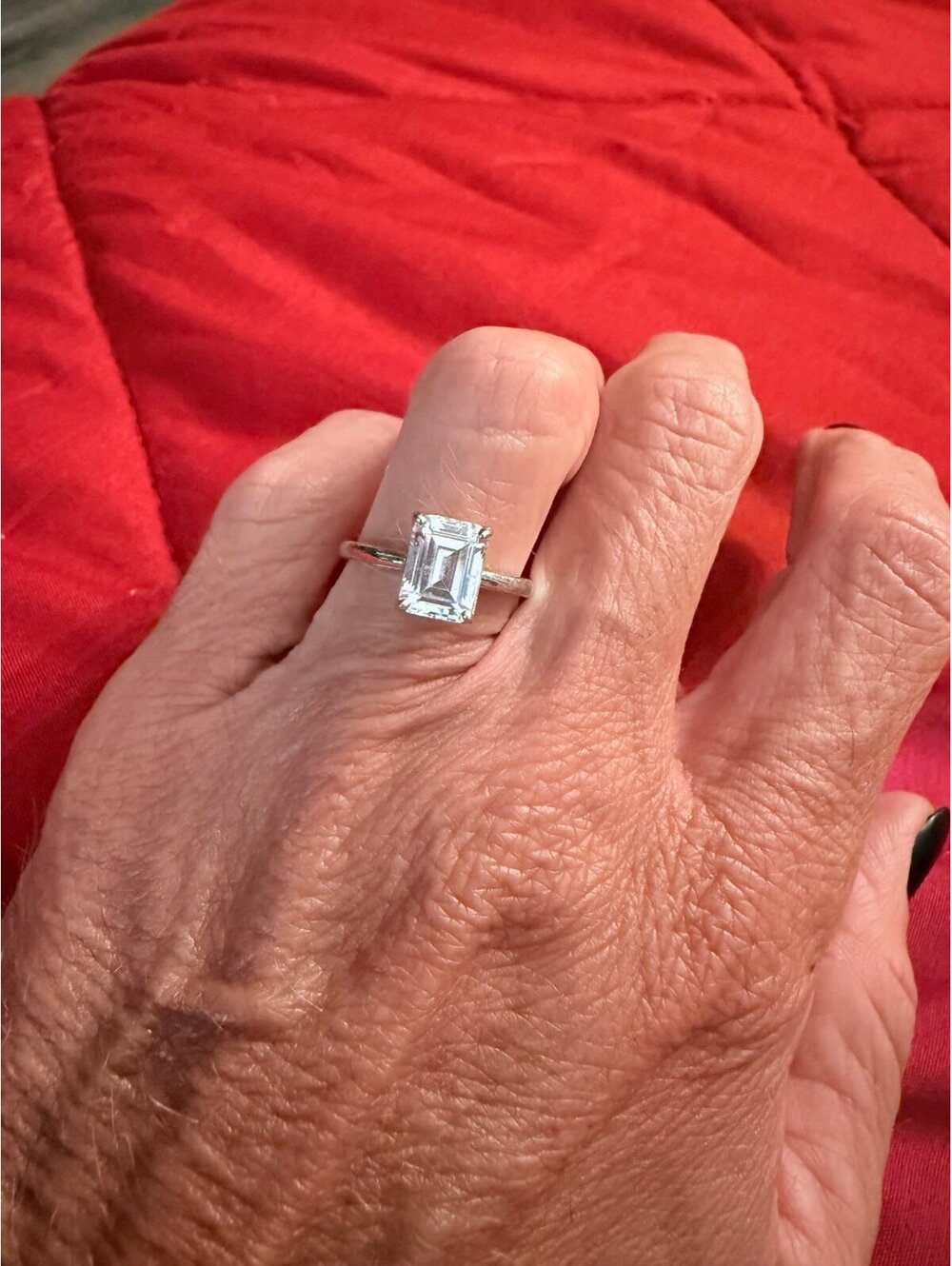 Emerald Cut Clear CZ Solitaire Ring